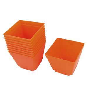 Plastic Coffee Shop Decor Square Plant Pot Saucer Holder 4"x4" 10pcs Orange
